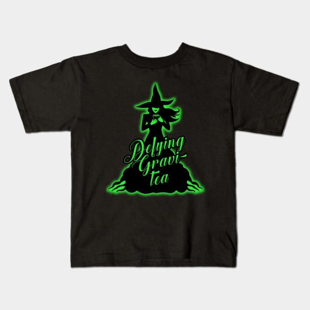 Defying Gravity Wicked Musical Pun Kids T-Shirt by KsuAnn